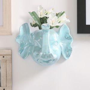 Elephant Wall Plantar Ceramic Light Blue 8 inch